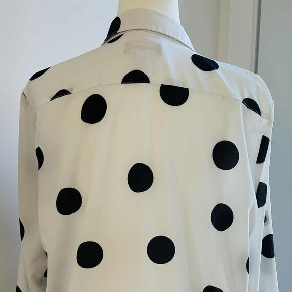 Karl Lagerfeld Paris White Polka Dot Button Shirt with Roll Tabs – US XL - Picture 7 of 11